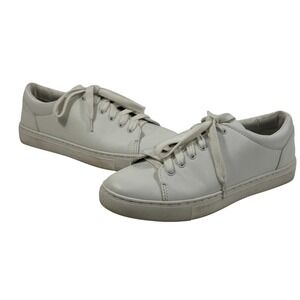 J.Crew White Leather Low Top Sneakers Women's size 7 Minimalist Lace-Up Shoes